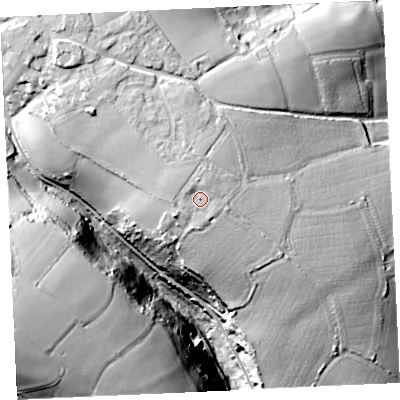 Shaded relief map of the ground around TR139PN, computed from Environment Agency LiDAR. The ground here sits at about 92 m above sea level and falls 57 m across the surrounding 800 m. Surface water reaching this point runs off ground lying to the north, 3.0 m higher.