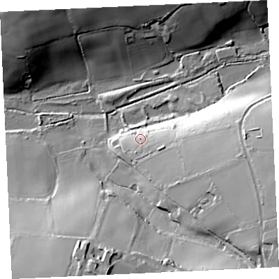 Shaded relief map of the ground around TR140BD, computed from Environment Agency LiDAR. The ground here sits at about 51 m above sea level and falls 43 m across the surrounding 800 m. Surface water reaching this point runs off ground lying to the east-south-east, 11.0 m higher.