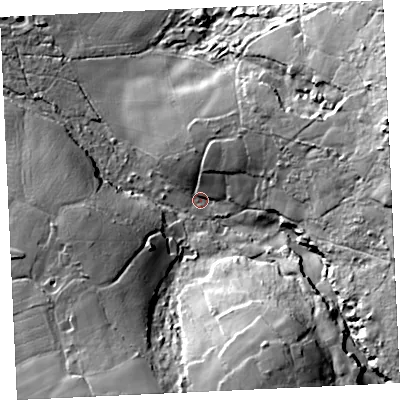 Shaded relief map of the ground around TR149LR, computed from Environment Agency LiDAR. The ground here sits at about 99 m above sea level and falls 60 m across the surrounding 800 m. Surface water reaching this point runs off ground lying to the east-north-east, 46.0 m higher.