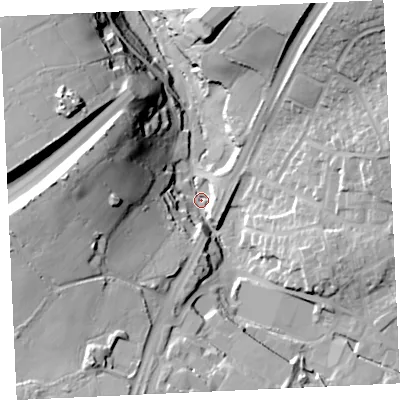 Shaded relief map of the ground around TR151BB, computed from Environment Agency LiDAR. The ground here sits at about 75 m above sea level and falls 45 m across the surrounding 800 m. Surface water reaching this point runs off ground lying to the south-south-west, 33.7 m higher.