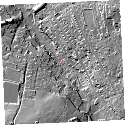 Shaded relief map of the ground around TR152RA, computed from Environment Agency LiDAR. The ground here sits at about 114 m above sea level and falls 64 m across the surrounding 800 m. Surface water reaching this point runs off ground lying to the south-south-west, 47.7 m higher.