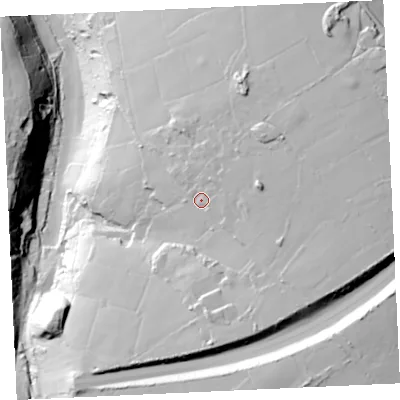 Shaded relief map of the ground around TR153TA, computed from Environment Agency LiDAR. The ground here sits at about 94 m above sea level and falls 63 m across the surrounding 800 m. Surface water reaching this point runs off ground lying to the east-south-east, 15.6 m higher.