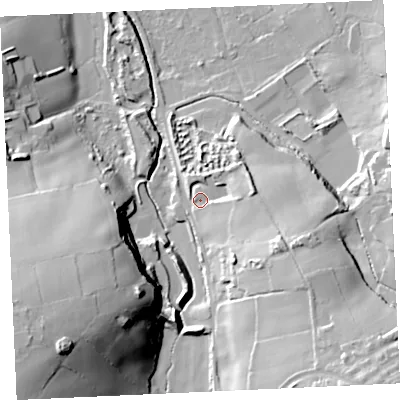 Shaded relief map of the ground around TR164HN, computed from Environment Agency LiDAR. The ground here sits at about 48 m above sea level and falls 49 m across the surrounding 800 m. Surface water reaching this point runs off ground lying to the east-south-east, 21.9 m higher.