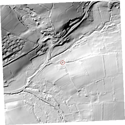 Shaded relief map of the ground around TR164HS, computed from Environment Agency LiDAR. The ground here sits at about 33 m above sea level and falls 48 m across the surrounding 800 m. Surface water reaching this point runs off ground lying to the east-south-east, 16.1 m higher.