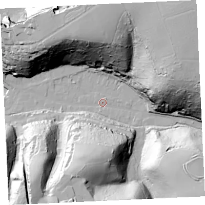 Shaded relief map of the ground around TR164LS, computed from Environment Agency LiDAR. The ground here sits at about 7 m above sea level and falls 91 m across the surrounding 800 m. Surface water reaching this point runs off ground lying to the east-north-east, 79.9 m higher.