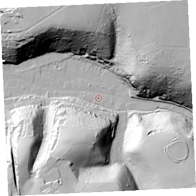 Shaded relief map of the ground around TR164LU, computed from Environment Agency LiDAR. The ground here sits at about 8 m above sea level and falls 89 m across the surrounding 800 m. Surface water reaching this point runs off ground lying to the north-east, 83.9 m higher.