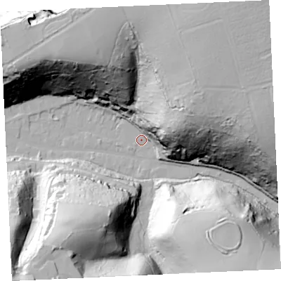 Shaded relief map of the ground around TR164LW, computed from Environment Agency LiDAR. The ground here sits at about 8 m above sea level and falls 87 m across the surrounding 800 m. Surface water reaching this point runs off ground lying to the east-north-east, 63.7 m higher.