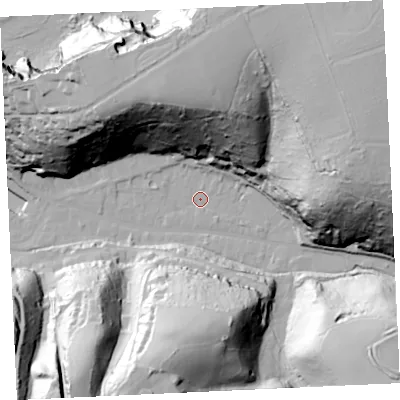 Shaded relief map of the ground around TR164LY, computed from Environment Agency LiDAR. The ground here sits at about 7 m above sea level and falls 91 m across the surrounding 800 m. Surface water reaching this point runs off ground lying to the north-east, 83.8 m higher.