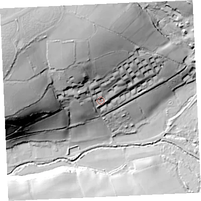 Shaded relief map of the ground around TR164QL, computed from Environment Agency LiDAR. The ground here sits at about 46 m above sea level and falls 65 m across the surrounding 800 m. Surface water reaching this point runs off ground lying to the north-north-west, 37.8 m higher.