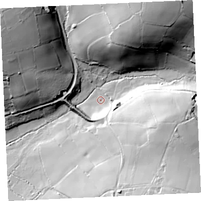 Shaded relief map of the ground around TR165UE, computed from Environment Agency LiDAR. The ground here sits at about 48 m above sea level and falls 59 m across the surrounding 800 m. Surface water reaching this point runs off ground lying to the north-east, 52.1 m higher.
