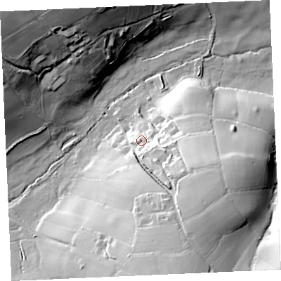 Shaded relief map of the ground around TR166BD, computed from Environment Agency LiDAR. The ground here sits at about 66 m above sea level and falls 50 m across the surrounding 800 m. Surface water reaching this point runs off ground lying to the south-east, 20.1 m higher.