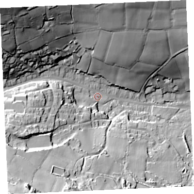Shaded relief map of the ground around TR166HT, computed from Environment Agency LiDAR. The ground here sits at about 89 m above sea level and falls 74 m across the surrounding 800 m. Surface water reaching this point runs off ground lying to the north-west, 57.0 m higher.