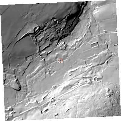 Shaded relief map of the ground around TR166SP, computed from Environment Agency LiDAR. The ground here sits at about 158 m above sea level and falls 107 m across the surrounding 800 m. Surface water reaching this point runs off ground lying to the south-south-east, 78.8 m higher.