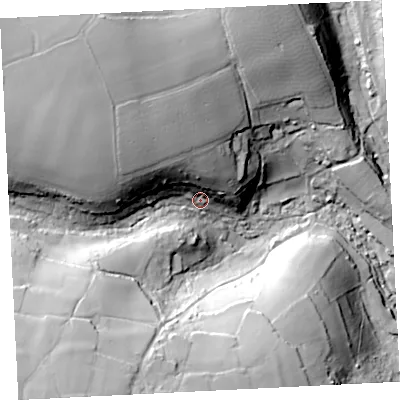 Shaded relief map of the ground around TR196BW, computed from Environment Agency LiDAR. The ground here sits at about 58 m above sea level and falls 54 m across the surrounding 800 m. Surface water reaching this point runs off ground lying to the south-west, 40.8 m higher.