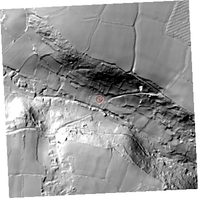 Shaded relief map of the ground around TR196HH, computed from Environment Agency LiDAR. The ground here sits at about 39 m above sea level and falls 91 m across the surrounding 800 m. Surface water reaching this point runs off ground lying to the north, 65.7 m higher.