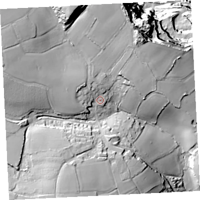 Shaded relief map of the ground around TR196UG, computed from Environment Agency LiDAR. The ground here sits at about 81 m above sea level and falls 105 m across the surrounding 800 m. Surface water reaching this point runs off ground lying to the west-north-west, 10.9 m higher.