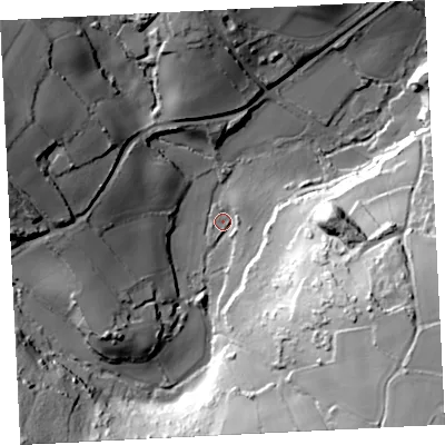 Shaded relief map of the ground around TR208TR, computed from Environment Agency LiDAR. The ground here sits at about 24 m above sea level and falls 66 m across the surrounding 800 m. Surface water reaching this point runs off ground lying to the south-east, 58.6 m higher.