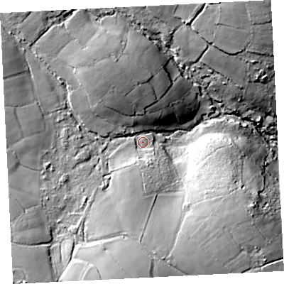 Shaded relief map of the ground around TR208XR, computed from Environment Agency LiDAR. The ground here sits at about 143 m above sea level and falls 39 m across the surrounding 800 m. Surface water reaching this point runs off ground lying to the west-north-west, 17.8 m higher.