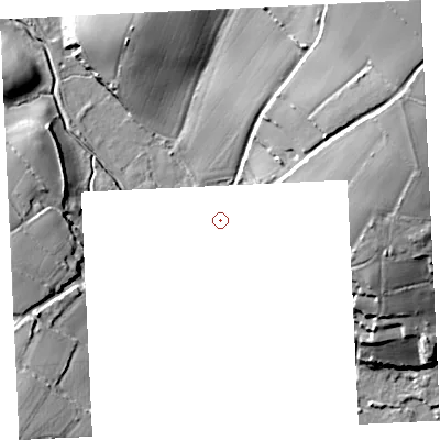 Shaded relief map of the ground around TR209EW, computed from Environment Agency LiDAR. and falls 51 m across the surrounding 800 m.