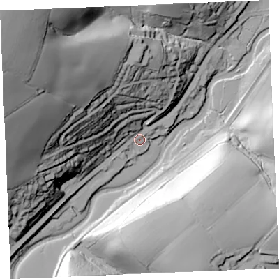 Shaded relief map of the ground around TR24BJ, computed from Environment Agency LiDAR. The ground here sits at about 5 m above sea level and falls 93 m across the surrounding 800 m. Surface water reaching this point runs off ground lying to the north-west, 87.2 m higher.