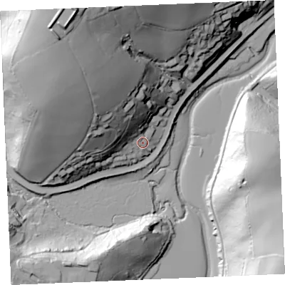 Shaded relief map of the ground around TR24BW, computed from Environment Agency LiDAR. The ground here sits at about 11 m above sea level and falls 73 m across the surrounding 800 m. Surface water reaching this point runs off ground lying to the north-west, 40.5 m higher.