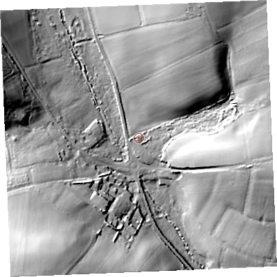 Shaded relief map of the ground around TR24HD, computed from Environment Agency LiDAR. The ground here sits at about 62 m above sea level and falls 54 m across the surrounding 800 m. Surface water reaching this point runs off ground lying to the north-east, 30.0 m higher.