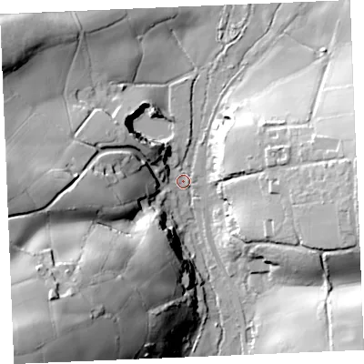 Shaded relief map of the ground around TR24PG, computed from Environment Agency LiDAR. The ground here sits at about 30 m above sea level and falls 62 m across the surrounding 800 m. Surface water reaching this point runs off ground lying to the south-west, 60.7 m higher.