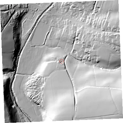 Shaded relief map of the ground around TR24SJ, computed from Environment Agency LiDAR. The ground here sits at about 30 m above sea level and falls 62 m across the surrounding 800 m. Surface water reaching this point runs off ground lying to the south-east, 48.2 m higher.