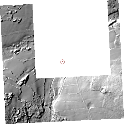 Shaded relief map of the ground around TR263AL, computed from Environment Agency LiDAR. and falls 56 m across the surrounding 800 m.