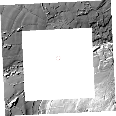Shaded relief map of the ground around TR263AS, computed from Environment Agency LiDAR. and falls 58 m across the surrounding 800 m.