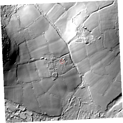 Shaded relief map of the ground around TR263AZ, computed from Environment Agency LiDAR. The ground here sits at about 160 m above sea level and falls 49 m across the surrounding 800 m. Surface water reaching this point runs off ground lying to the west, 4.0 m higher.