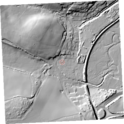 Shaded relief map of the ground around TR276GE, computed from Environment Agency LiDAR. The ground here sits at about 5 m above sea level and falls 38 m across the surrounding 800 m. Surface water reaching this point runs off ground lying to the north-west, 17.7 m higher.