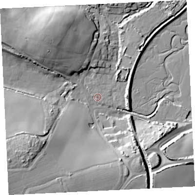 Shaded relief map of the ground around TR276GJ, computed from Environment Agency LiDAR. The ground here sits at about 5 m above sea level and falls 38 m across the surrounding 800 m. Surface water reaching this point runs off ground lying to the south-west, 34.4 m higher.