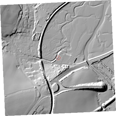 Shaded relief map of the ground around TR276JG, computed from Environment Agency LiDAR. The ground here sits at about 4 m above sea level and falls 31 m across the surrounding 800 m. Surface water reaching this point runs off ground lying to the south-west, 29.7 m higher.