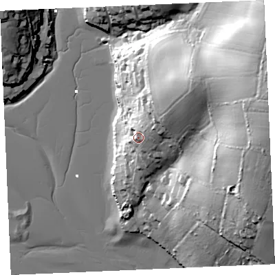 Shaded relief map of the ground around TR36RT, computed from Environment Agency LiDAR. The ground here sits at about 21 m above sea level and falls 62 m across the surrounding 800 m. Surface water reaching this point runs off ground lying to the north-east, 29.7 m higher.