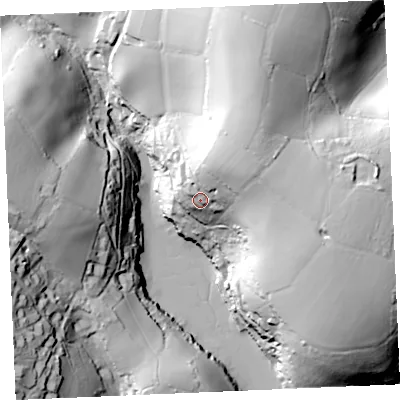 Shaded relief map of the ground around TR36SE, computed from Environment Agency LiDAR. The ground here sits at about 30 m above sea level and falls 61 m across the surrounding 800 m. Surface water reaching this point runs off ground lying to the north-east, 28.6 m higher.