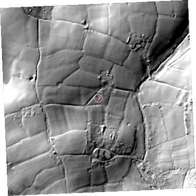 Shaded relief map of the ground around TR37DA, computed from Environment Agency LiDAR. The ground here sits at about 139 m above sea level and falls 28 m across the surrounding 800 m. Surface water reaching this point runs off ground lying to the south-south-west, 11.6 m higher.