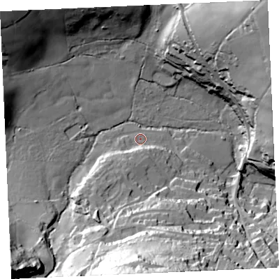 Shaded relief map of the ground around TR37RQ, computed from Environment Agency LiDAR. The ground here sits at about 24 m above sea level and falls 71 m across the surrounding 800 m. Surface water reaching this point runs off ground lying to the south-west, 12.8 m higher.