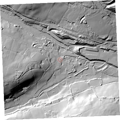 Shaded relief map of the ground around TR48RA, computed from Environment Agency LiDAR. The ground here sits at about 16 m above sea level and falls 47 m across the surrounding 800 m. Surface water reaching this point runs off ground lying to the west-south-west, 30.7 m higher.