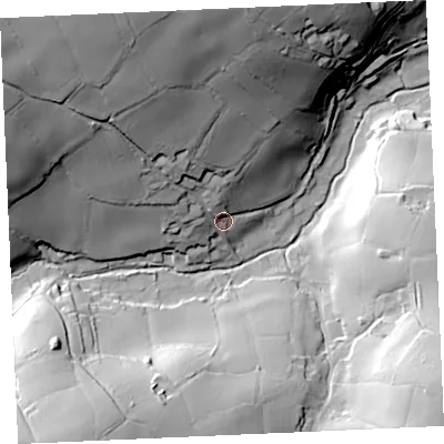 Shaded relief map of the ground around TR48RL, computed from Environment Agency LiDAR. The ground here sits at about 37 m above sea level and falls 73 m across the surrounding 800 m. Surface water reaching this point runs off ground lying to the north-west, 57.8 m higher.