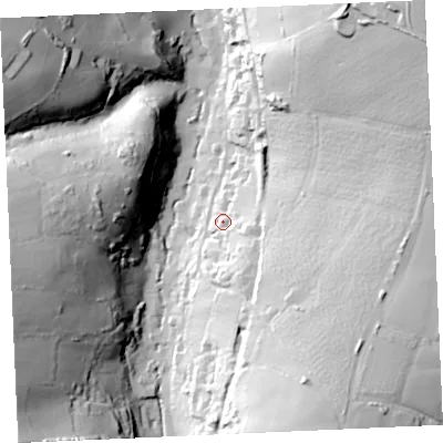 Shaded relief map of the ground around TR60JA, computed from Environment Agency LiDAR. The ground here sits at about 38 m above sea level and falls 64 m across the surrounding 800 m. Surface water reaching this point runs off ground lying to the south-south-east, 43.9 m higher.