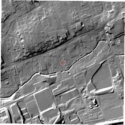 Shaded relief map of the ground around TS146AG, computed from Environment Agency LiDAR. The ground here sits at about 89 m above sea level and falls 22 m across the surrounding 800 m. Surface water reaching this point runs off ground lying to the south-east, 19.4 m higher.
