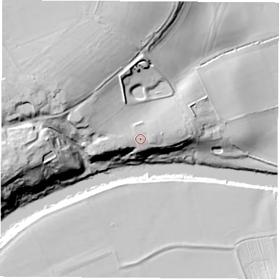 Shaded relief map of the ground around TS160QL, computed from Environment Agency LiDAR. The ground here sits at about 20 m above sea level and falls 29 m across the surrounding 800 m. Surface water reaching this point runs off ground lying to the east-north-east, 1.0 m higher.