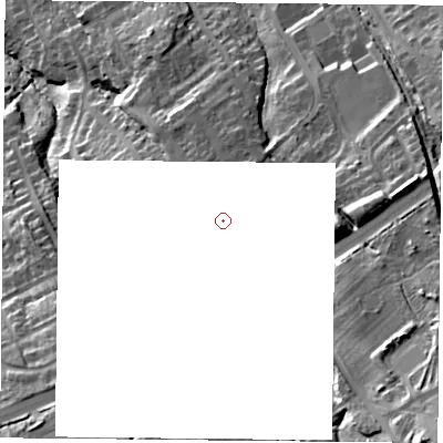 Shaded relief map of the ground around TS60PY, computed from Environment Agency LiDAR. and falls 45 m across the surrounding 800 m.