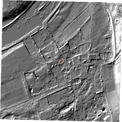 Shaded relief map of the ground around TW107AG, computed from Environment Agency LiDAR. The ground here sits at about 6 m above sea level and falls 24 m across the surrounding 800 m. Surface water reaching this point runs off ground lying to the south-east, 11.6 m higher.