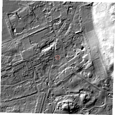 Shaded relief map of the ground around TW107AL, computed from Environment Agency LiDAR. The ground here sits at about 7 m above sea level and falls 31 m across the surrounding 800 m. Surface water reaching this point runs off ground lying to the east, 22.8 m higher.