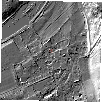 Shaded relief map of the ground around TW107AQ, computed from Environment Agency LiDAR. The ground here sits at about 6 m above sea level and falls 33 m across the surrounding 800 m. Surface water reaching this point runs off ground lying to the south-east, 7.7 m higher.