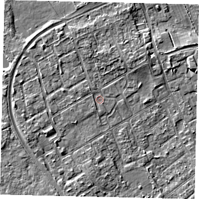 Shaded relief map of the ground around TW107NT, computed from Environment Agency LiDAR. The ground here sits at about 7 m above sea level and falls 5 m across the surrounding 800 m. Surface water reaching this point runs off ground lying to the south-west, 0.8 m higher.