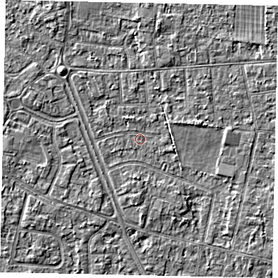 Shaded relief map of the ground around TW152HL, computed from Environment Agency LiDAR. The ground here sits at about 13 m above sea level and falls 3 m across the surrounding 800 m. Surface water reaching this point runs off ground lying to the north-west, 2.4 m higher.