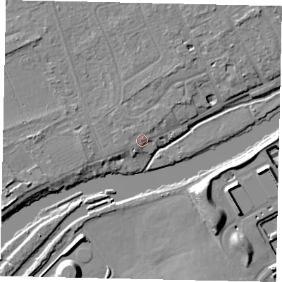 Shaded relief map of the ground around TW165QF, computed from Environment Agency LiDAR. The ground here sits at about 11 m above sea level and falls 11 m across the surrounding 800 m. Surface water reaching this point runs off ground lying to the west-north-west, 1.0 m higher.